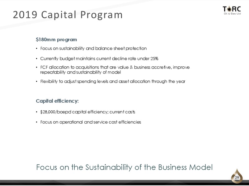 December 2018 Corporate Presentation – TORC Oil & Gas Ltd. – slide 29