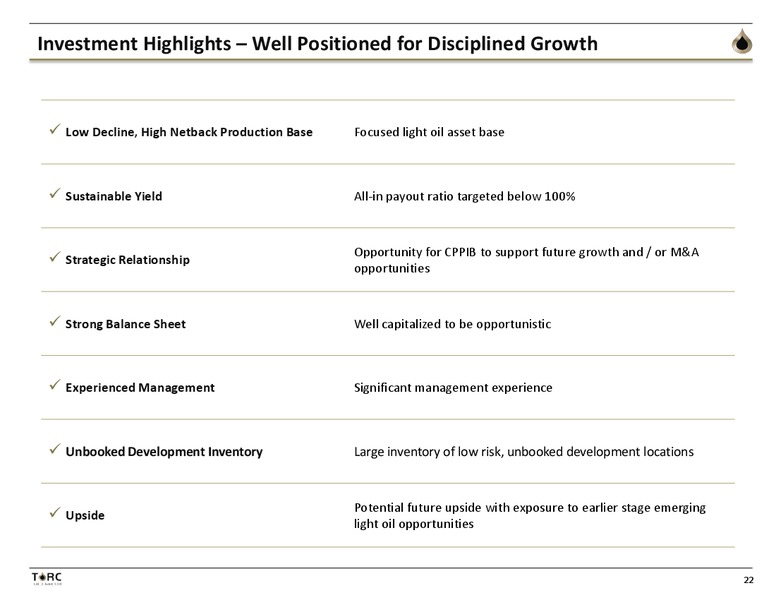 December 2016 Corporate Presentation – TORC Oil & Gas Ltd. – slide 22