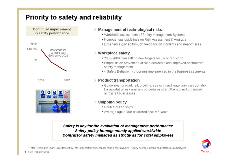 CORPORATE SOCIAL RESPONSIBILITY – Total SA – slide 5