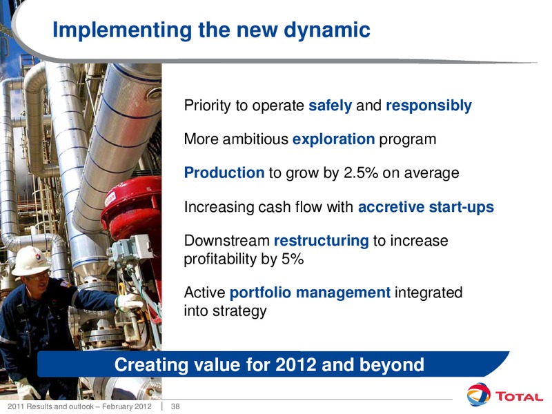 2011 RESULTS AND OUTLOOK – Total SA – slide 38