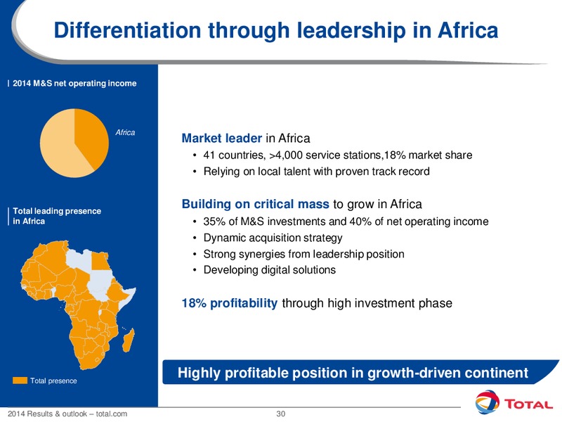 2014 RESULTS AND OUTLOOK – Total SA – slide 30