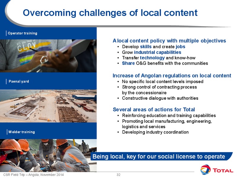 NOVEMBER 2014 INVESTOR PRESENTATION – Total SA – slide 33