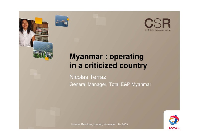 NOVEMBER 2009 CORPORATE PRESENTATION – Total SA – slide 1