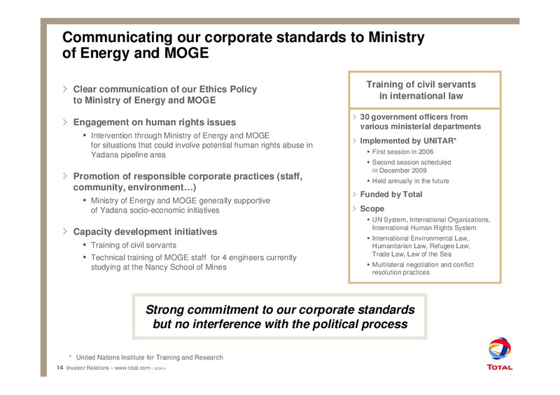 NOVEMBER 2009 CORPORATE PRESENTATION – Total SA – slide 16