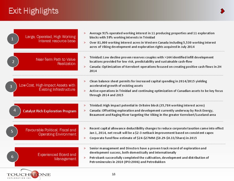 INVESTOR PRESENTATION – Touchstone Exploration Inc. – slide 17