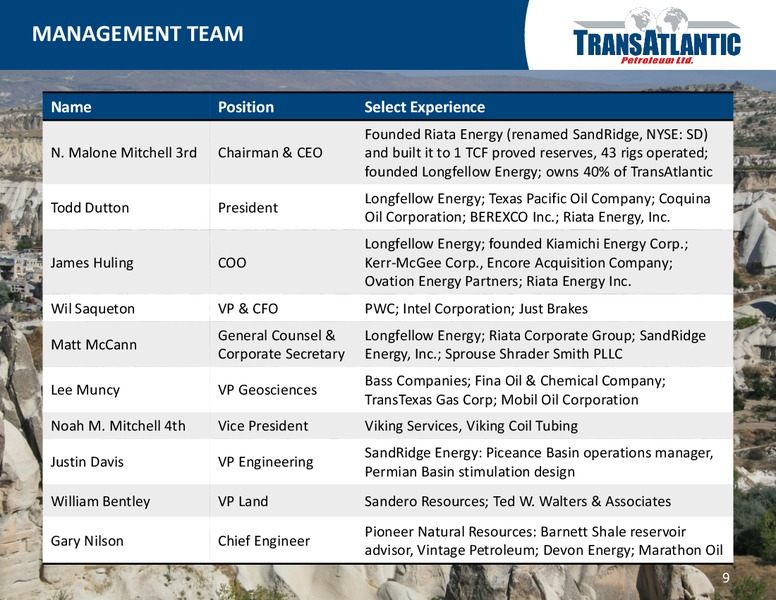 COMPANY UPDATE – Transatlantic Petroleum Ltd. – slide 8