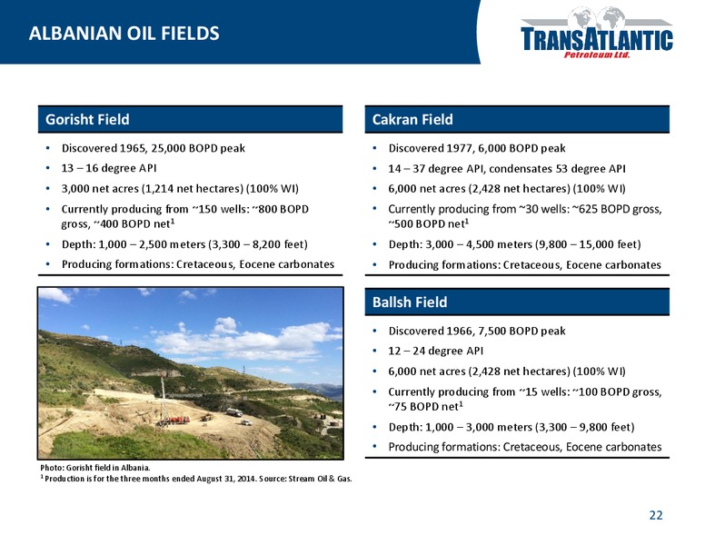 COMPANY UPDATE – Transatlantic Petroleum Ltd. – slide 21