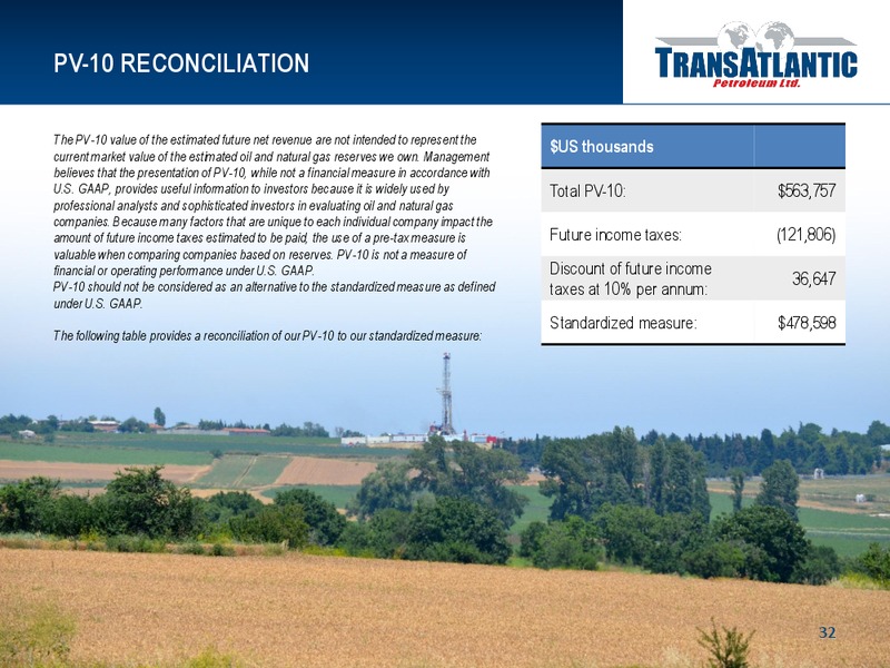 London Investor Meetings – Transatlantic Petroleum Ltd. – slide 31