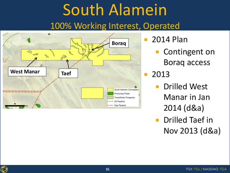 CORPORATE PRESENTATION – Transglobe Energy Corporation – slide 15