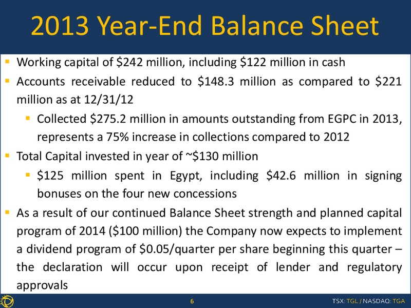 Q4 & YEAR END 2013 EARNINGS CALL – Transglobe Energy Corporation – slide 5