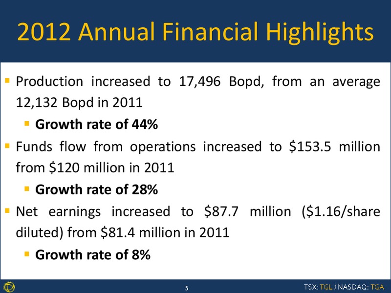 Q4 2012 CONFERENCE CALL – Transglobe Energy Corporation – slide 4