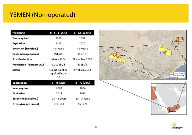 MARCH 2014 INVESTOR PRESENTATION – Transglobe Energy Corporation – slide 29