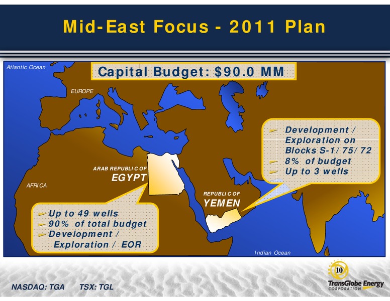 Q1 2011 EARNINGS CALL – Transglobe Energy Corporation – slide 9