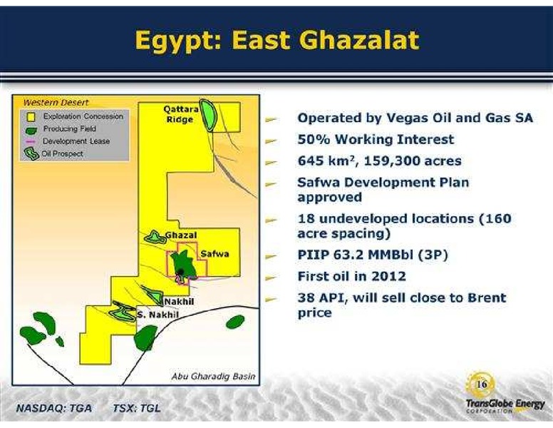CANACCORD GENUITY'S GLOBAL ENERGY CONFERENCE – Transglobe Energy Corporation – slide 16