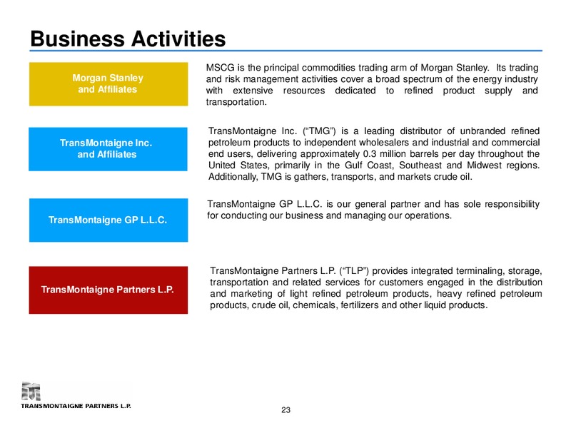 EnerCom  Consulting 2013 oil and gas conference – Transmontaigne Partners L.P. – slide 22