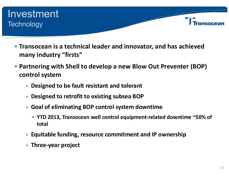 ANALYST INVESTOR DAY – Transocean Ltd. – slide 22