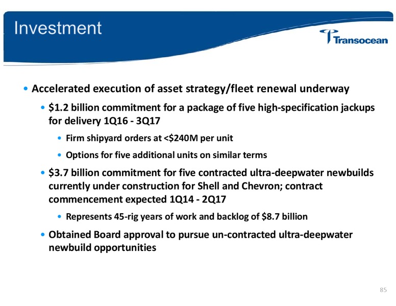ANALYST INVESTOR DAY – Transocean Ltd. – slide 84