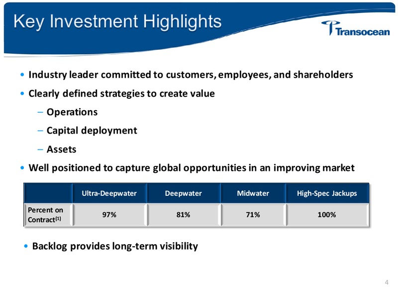 HOWARD WEIL ANNUAL ENERGY CONFERENCE – Transocean Ltd. – slide 3