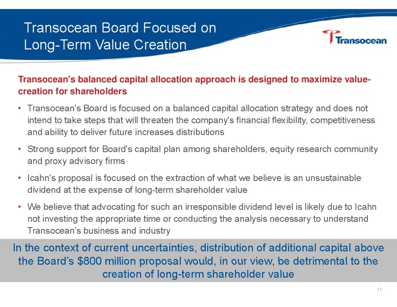 Presentation to Shareholders – Transocean Ltd. – slide 10