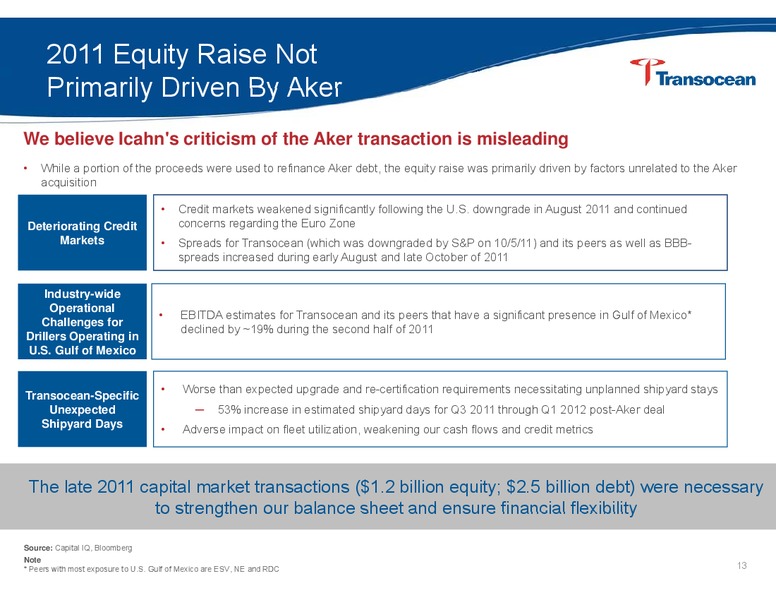 Presentation to Shareholders – Transocean Ltd. – slide 12