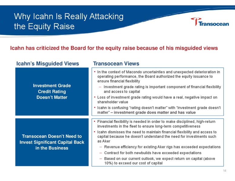 Presentation to Shareholders – Transocean Ltd. – slide 13