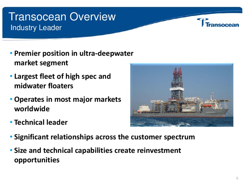 UBS GLOBAL OIL AND GAS CONFERENCE – Transocean Ltd. – slide 5