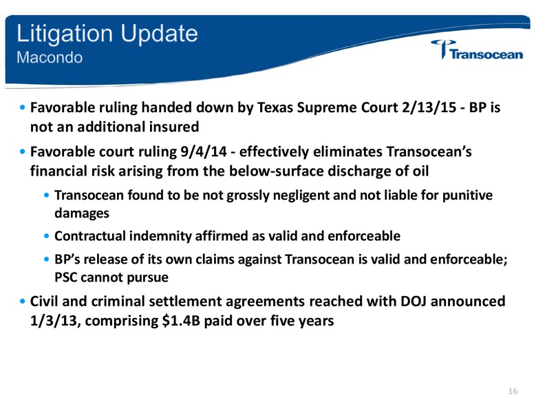 UBS GLOBAL OIL AND GAS CONFERENCE – Transocean Ltd. – slide 15