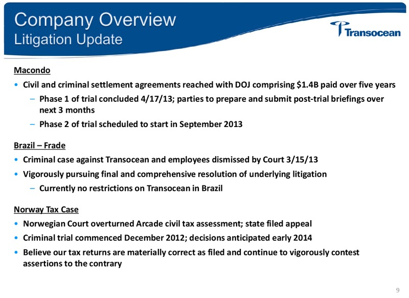 2013 UBS Global Energy Conference – Transocean Ltd. – slide 8