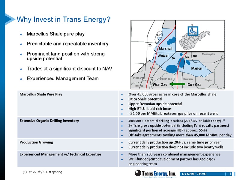 DUG EAST – Trans Energy Inc. – slide 3