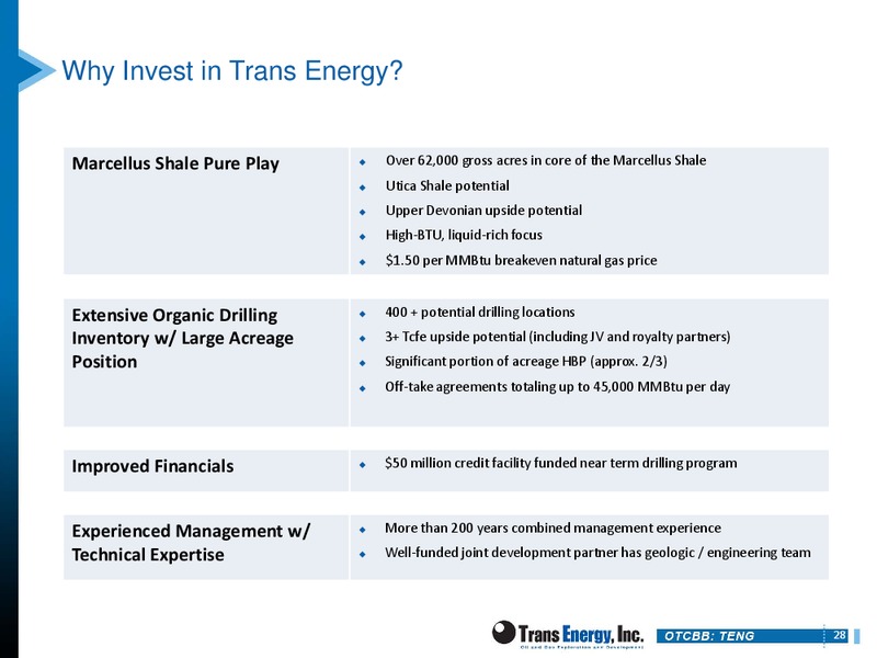 THE ENERCOM OIL & SERVICES CONFERENCE – Trans Energy Inc. – slide 27