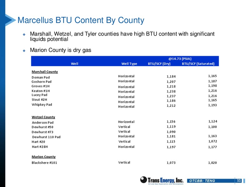 IPAA OGIS NEW YORK – Trans Energy Inc. – slide 30