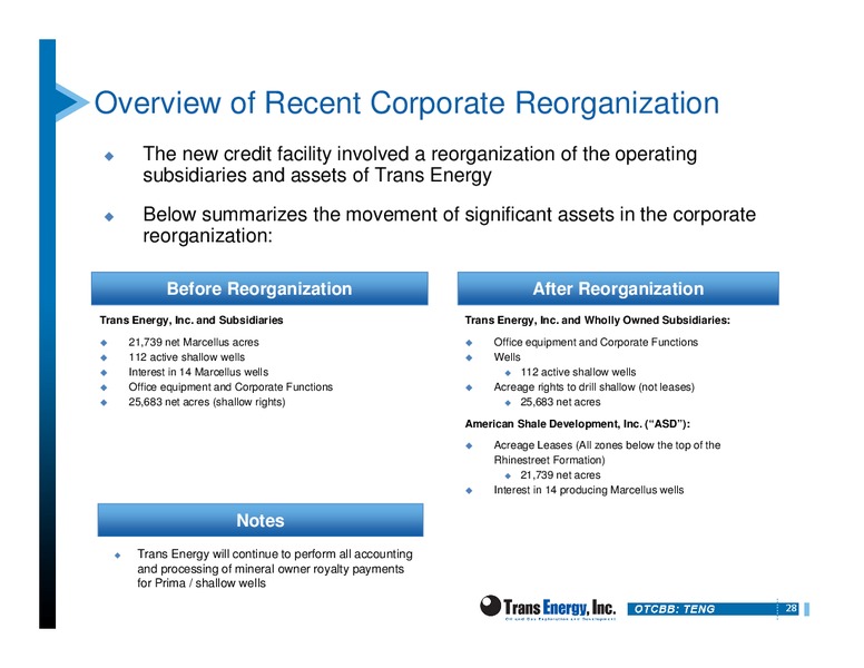 INVESTOR PRESENTATION – Trans Energy Inc. – slide 27