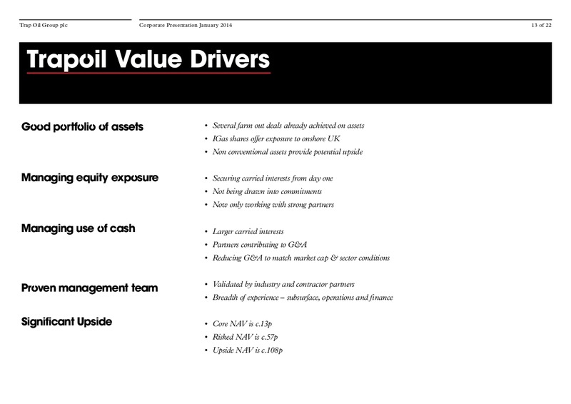 Corporate Presentation – Trapoil – slide 12