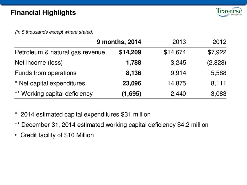 CORPORATE PRESENTATION – Traverse Energy, Inc. – slide 6