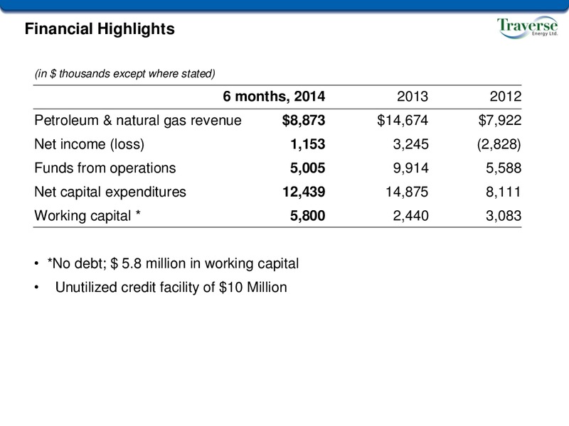 Corporate Presentation – Traverse Energy, Inc. – slide 5