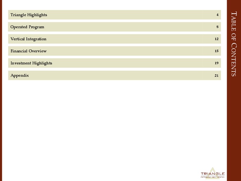 Investor Presentation – Triangle Petroleum Corp – slide 2