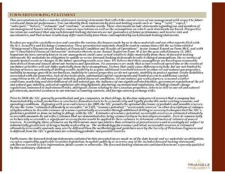 CORPORATE PRESENTATION – Triangle Petroleum Corp – slide 2