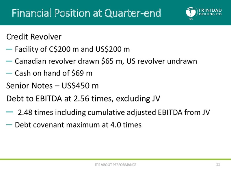 Q1 2015 EARNINGS CALL – Trinidad Drilling Ltd. – slide 10