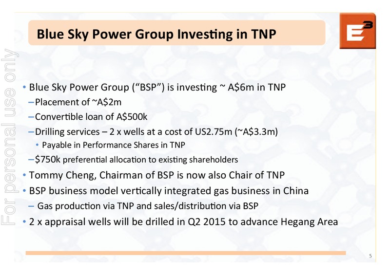 Investor Updeate – Triple Energy Limited – slide 4