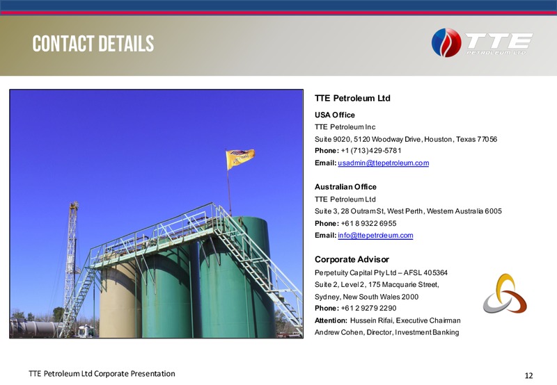 Investor Presentation April 2016 – TTE Petroleum Ltd – slide 11