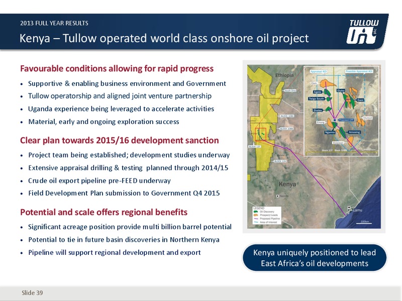 2013 EARNINGS CALL – Tullow Oil Plc – slide 38