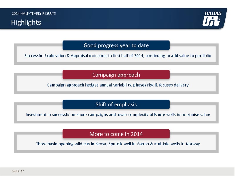H1 2014 EARNINGS CALL – Tullow Oil Plc – slide 26