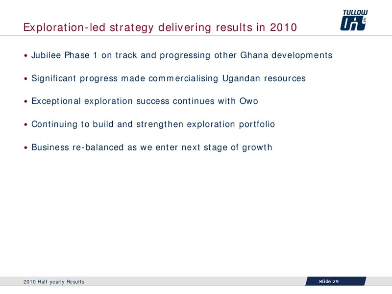 Q2 2010 EARNINGS CALL – Tullow Oil Plc – slide 28