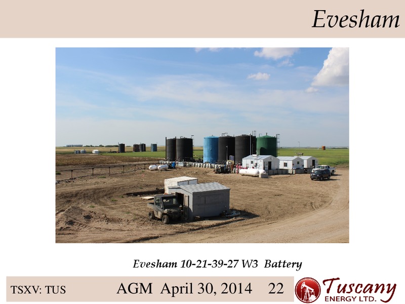 Investor Presentation – Tuscany Energy Ltd. – slide 22
