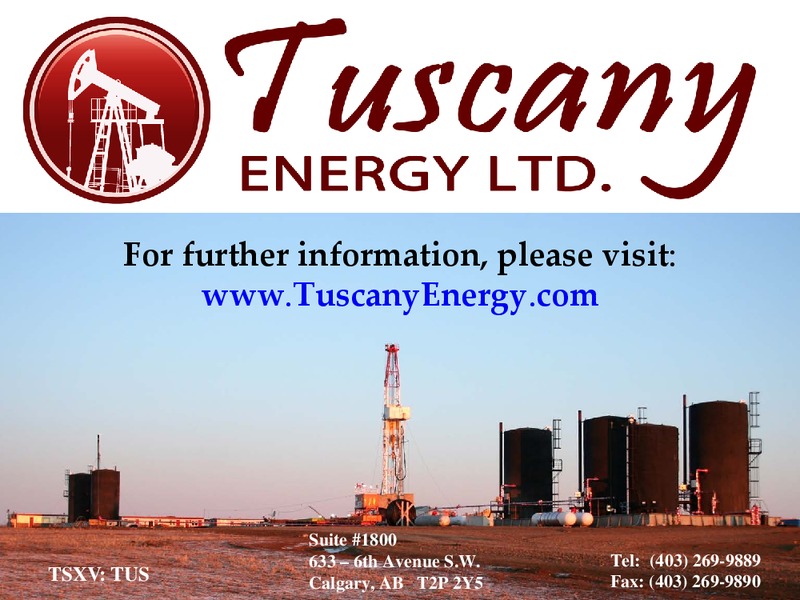 Investor Presentation – Tuscany Energy Ltd. – slide 45