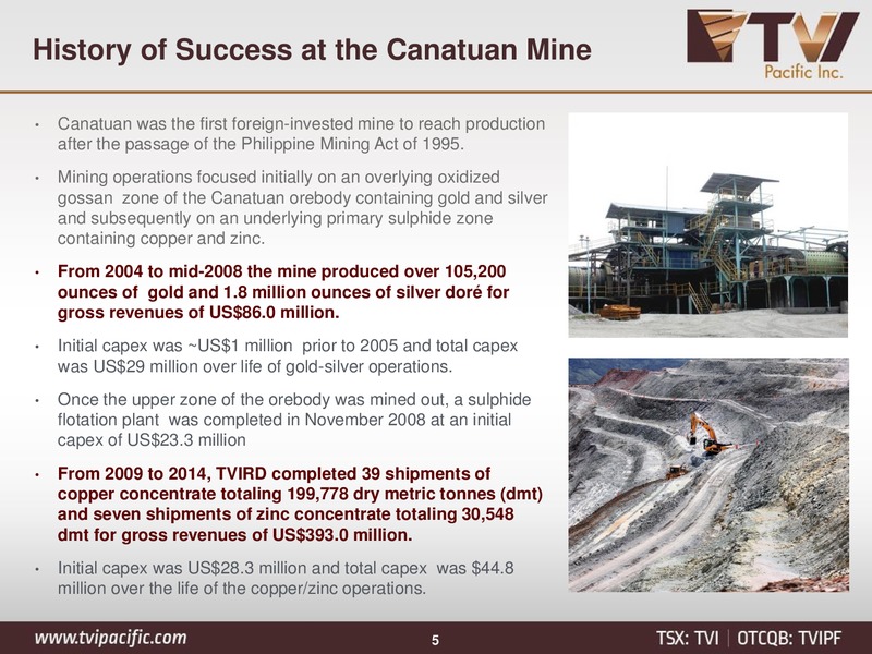 June 2015 Corporate Presentation – Tvi Pacific Inc – slide 4