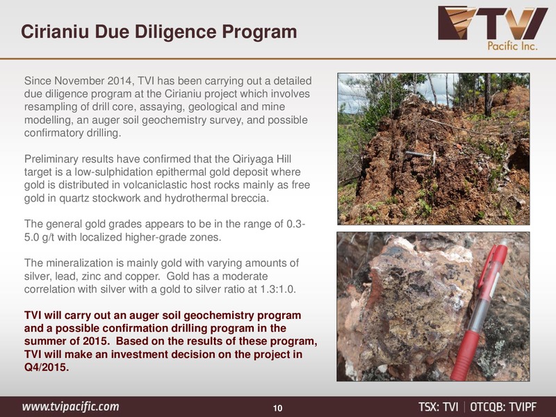 June 2015 Corporate Presentation – Tvi Pacific Inc – slide 9