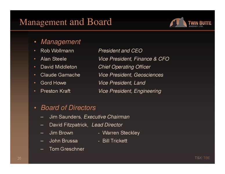 APRIL 2015 INVESTOR PRESENTATION – Twin Butte Energy Ltd. – slide 20