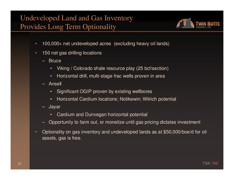 PETERS & CO LIMITED 2013 ENERGY CONFERENCE – Twin Butte Energy Ltd. – slide 21