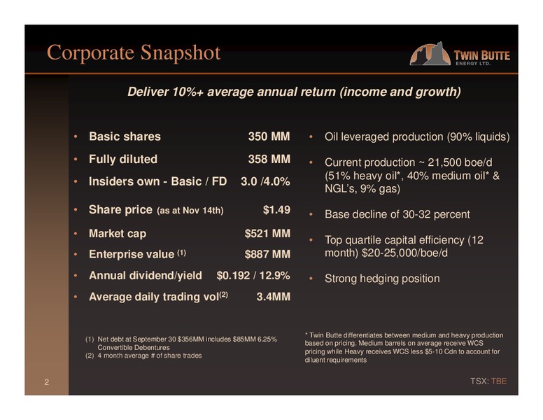 Investor Presentation – Twin Butte Energy Ltd. – slide 2